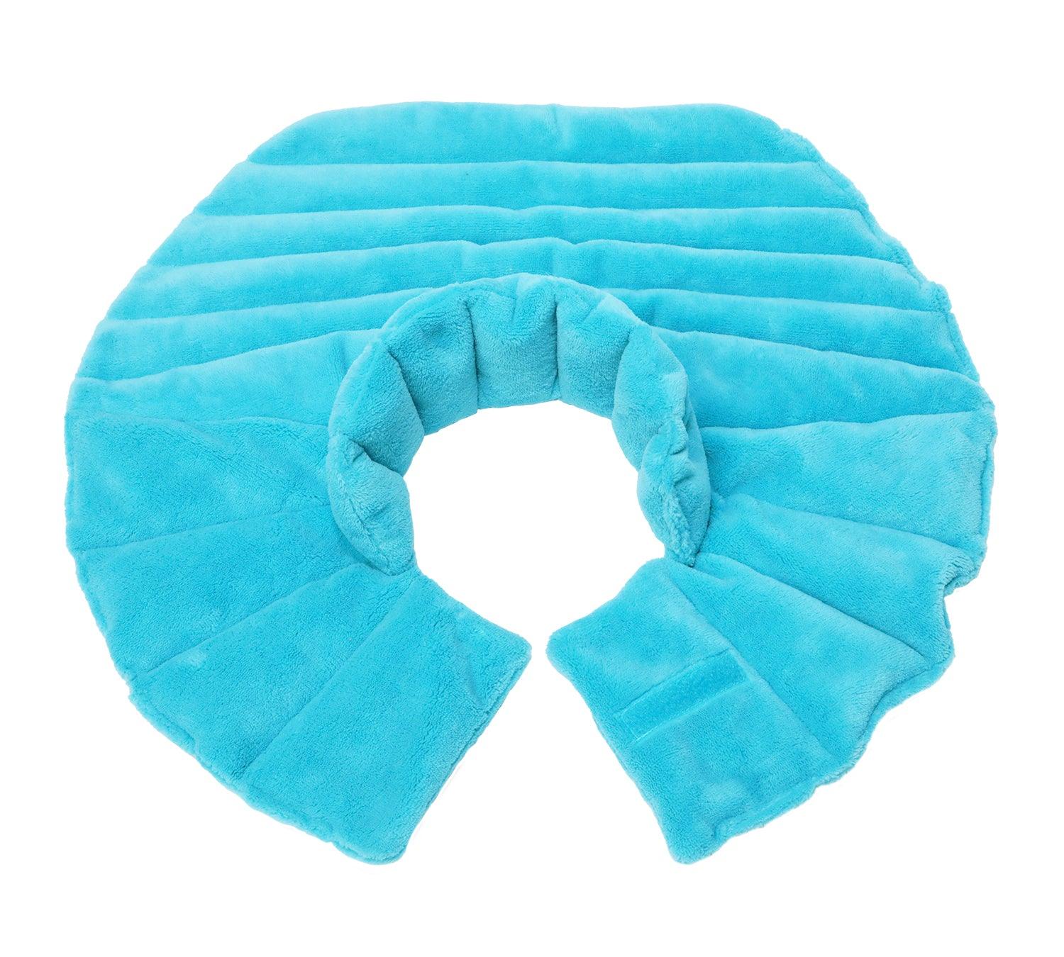 Microwavable neck and shoulder wrap easing tension and muscle aches