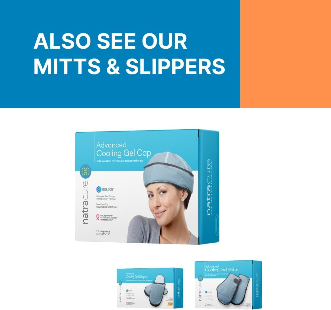 The cap paired with NatraCure Cold Therapy Mitts, suggesting combined use for enhanced therapy.

