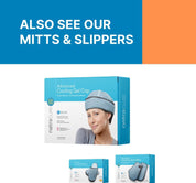 The cap paired with NatraCure Cold Therapy Mitts, suggesting combined use for enhanced therapy.

