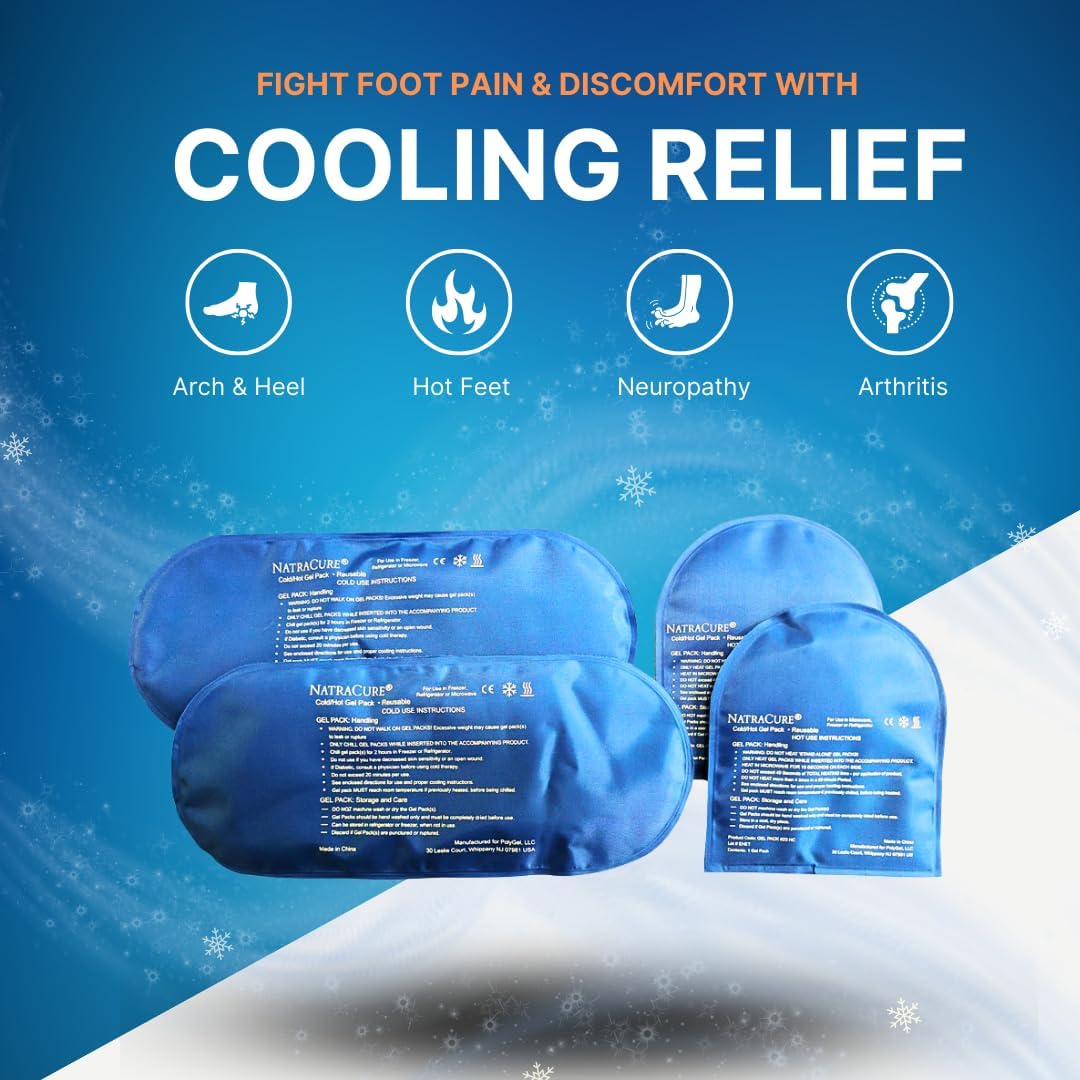 Full-length gel pack providing even underfoot cooling for pain and swelling