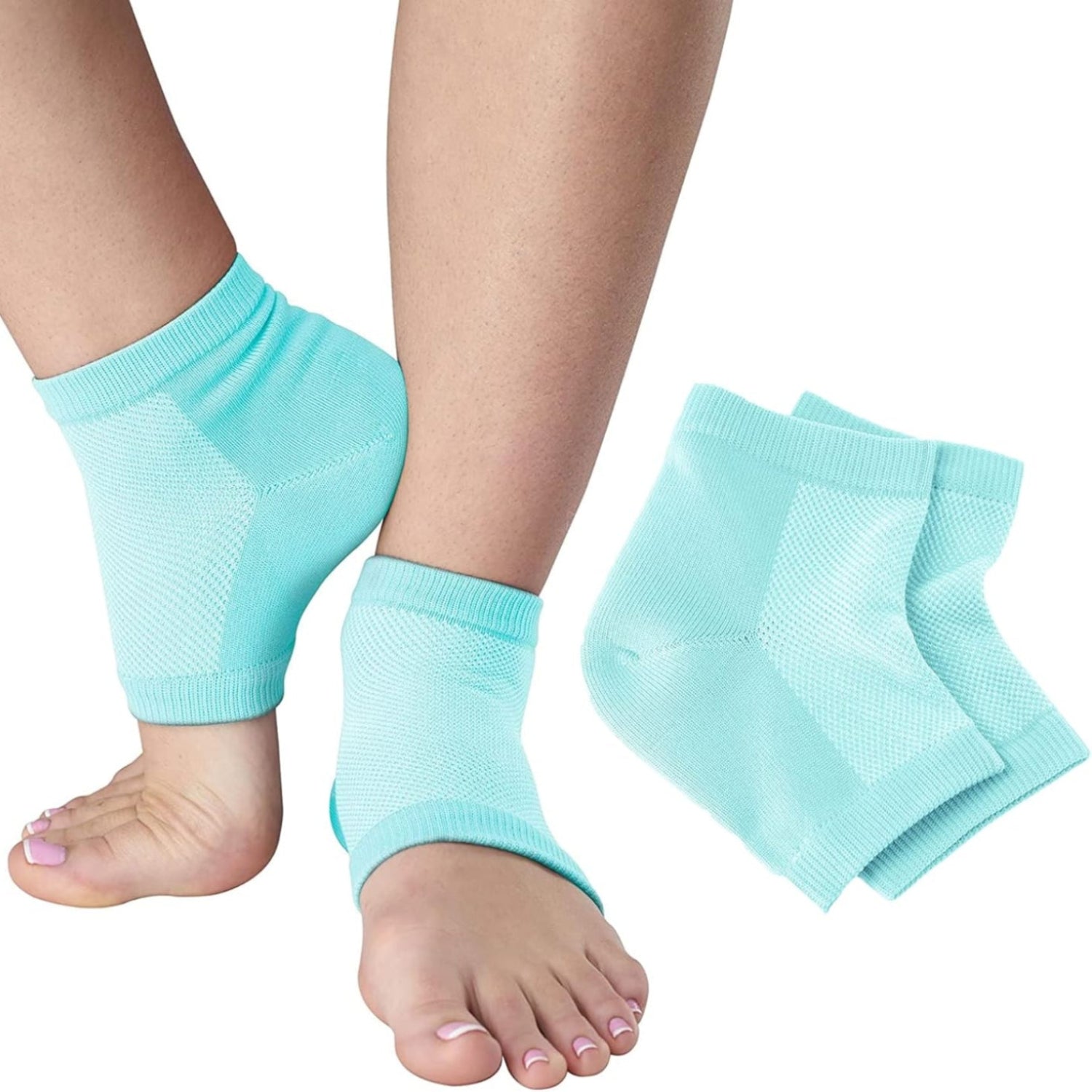 Vented moisturizing heel sleeves hydrating dry, cracked heels with SmartGel