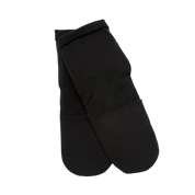 Pair of black NatraCure cold therapy foot socks shown on a transparent background, designed to hold removable gel packs for targeted cooling relief of heel, arch, and foot pain.