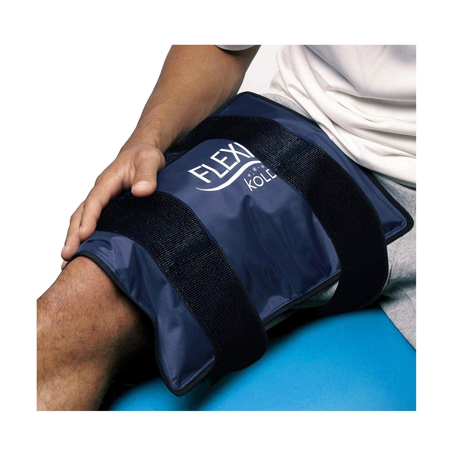 FlexiKold Gel Cold Pack with Strap on thigh