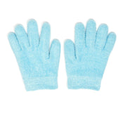 Intensely hydrating blue gel gloves moisturize dry, cracked hands and cuticles
